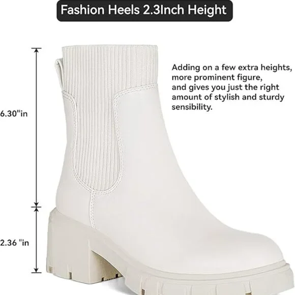 Women's Chelsea Ankle Boots Booties (White) - Picture 3 of 8
